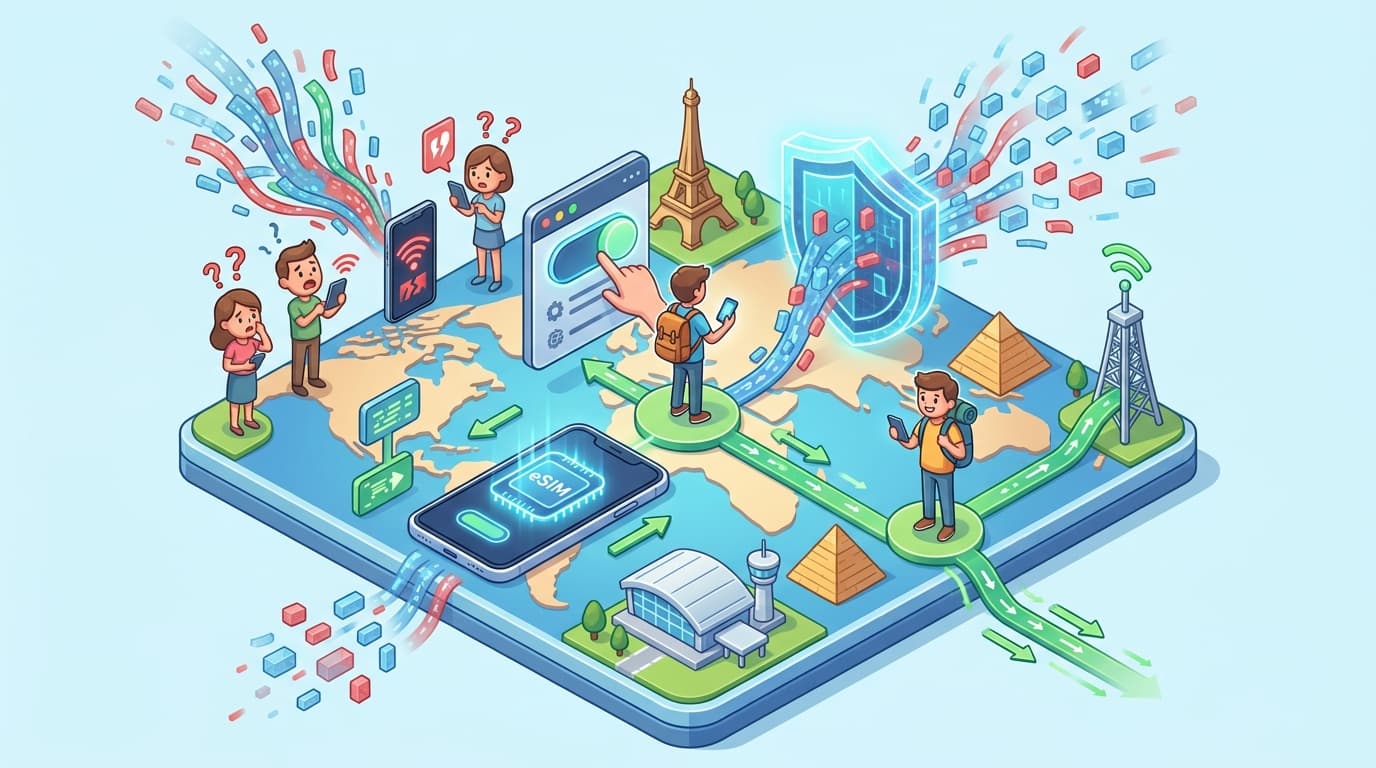 eSIM 백그라운드 데이터 관리: 용량 절약 설정 · 최적화