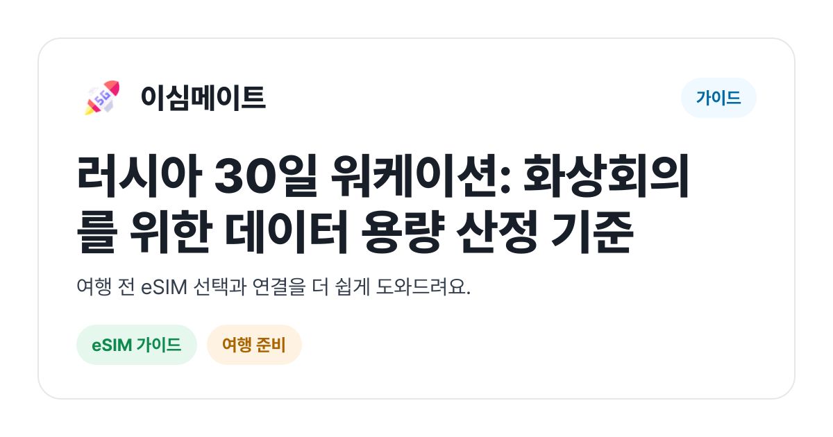 러시아 30일 워케이션: 화상회의를 위한 데이터 용량 산정 기준