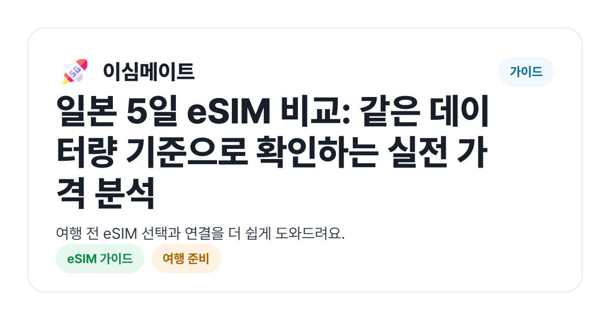 일본 5일 eSIM 비교: 같은 데이터량 기준으로 확인하는 실전 가격 분석