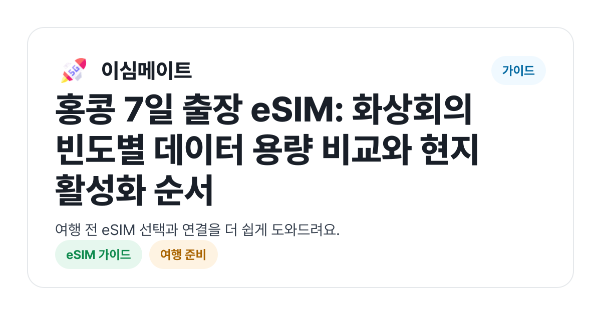 홍콩 7일 출장 eSIM: 화상회의 빈도별 데이터 용량 비교와 현지 활성화 순서