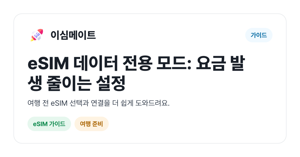 eSIM 데이터 전용 모드: 요금 발생 줄이는 설정