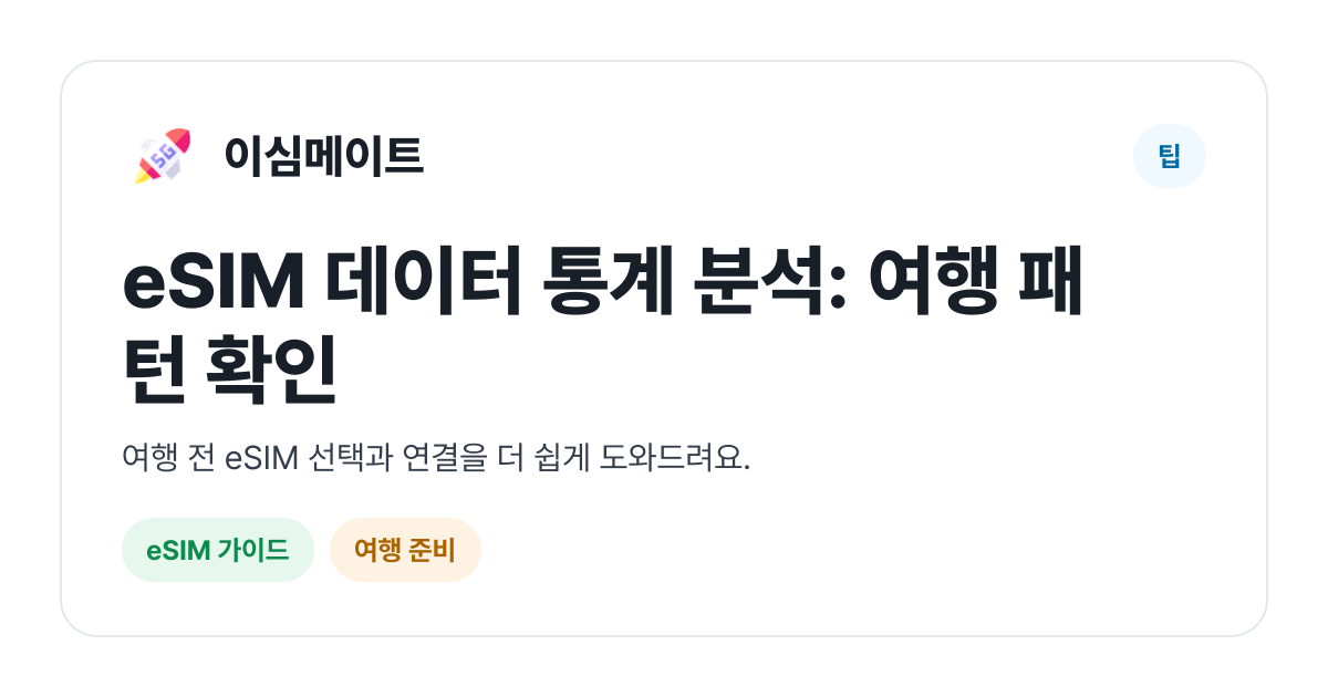 eSIM 데이터 통계 분석: 여행 패턴 확인